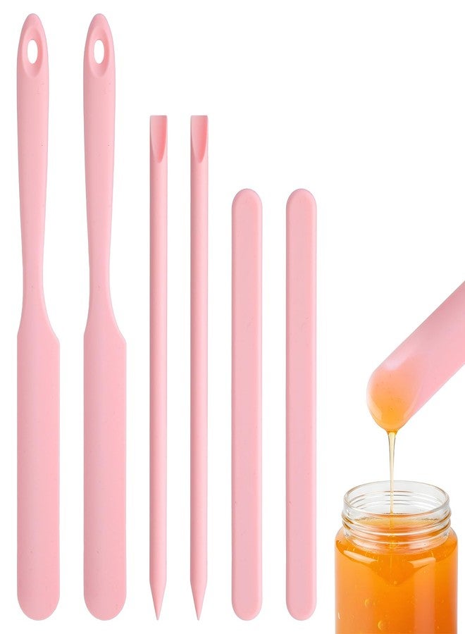 DOPENSPI 6 Pcs Pink Silicone Wax Sticks, 3 Style Non-stick Wax Spatulas Silicone Hair Removal Sticks Reusable Hard Waxs Scraper Waxing Applicator for Home Salon - Image 1